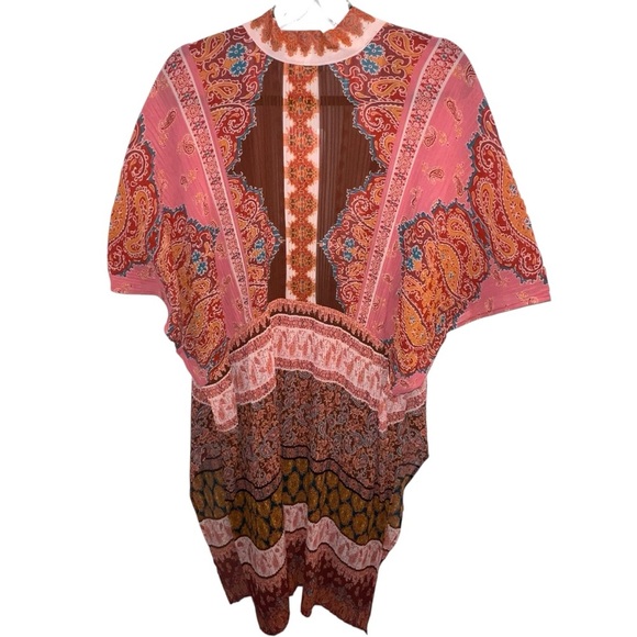 NWT DR2 by Daniel Rainn Pleated Paisley Kimono Bohemian OSFA Euro Summer Beach - Picture 4 of 6